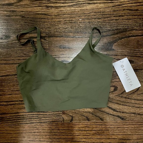Athleta Crop Top A-C, Womens Small, Olive Green - Picture 1 of 3